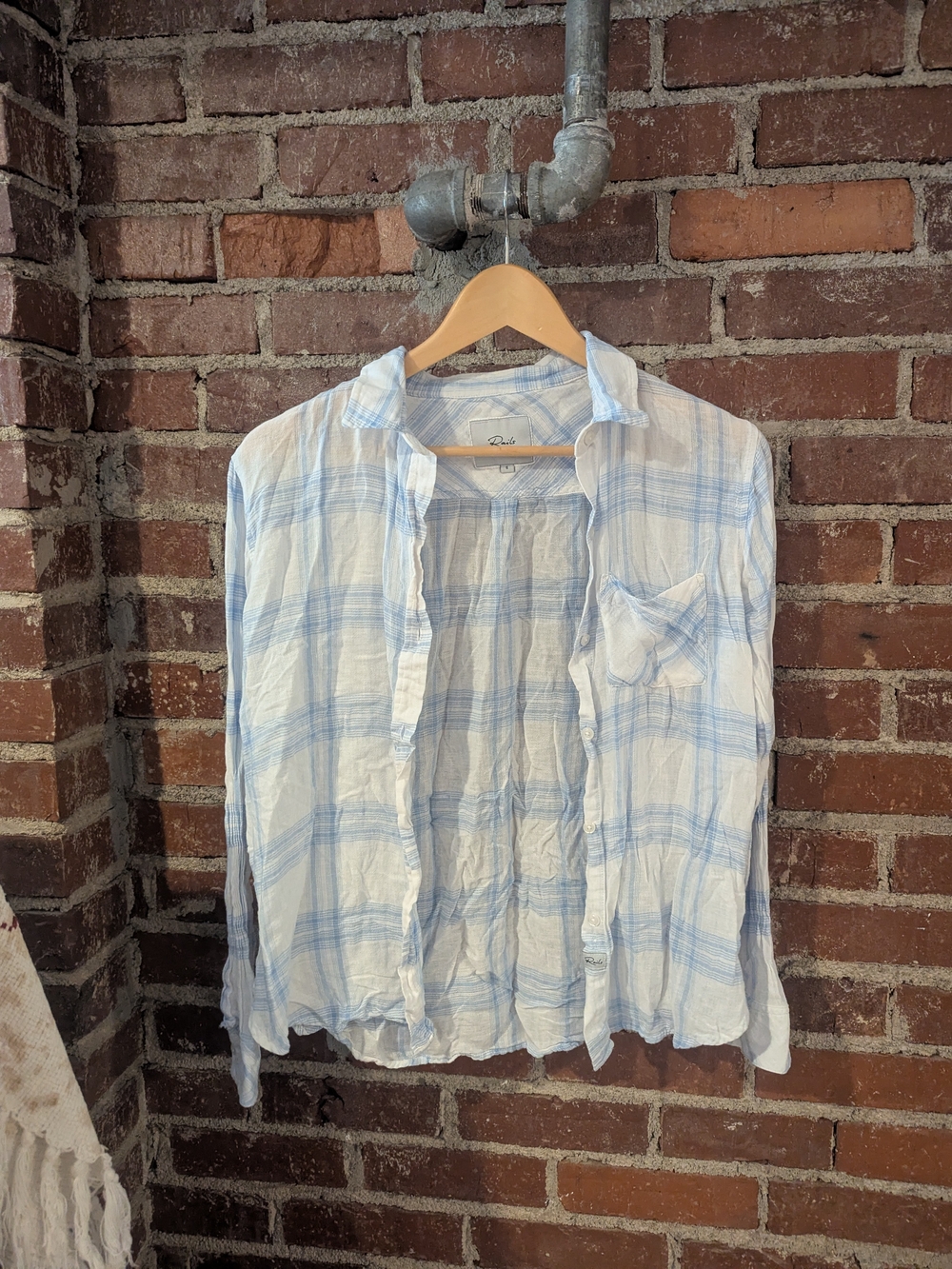 Rails Women's White and Light Blue Plaid Casual Button-Down Shirt